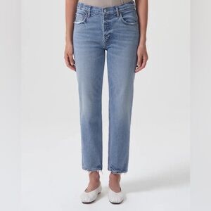 AGOLDE Kye Mid Rise Straight Ankle Distress Jeans Organic Cotton Size 29